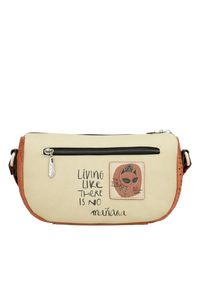 Pomarańczowa Stylowa Torebka Damska Na Ramię Anekke. Kolor: pomarańczowy. Wzór: napisy, aplikacja, haft. Dodatki: z haftem, z aplikacjami. Materiał: zdobione. Styl: elegancki. Rodzaj torebki: na ramię #9