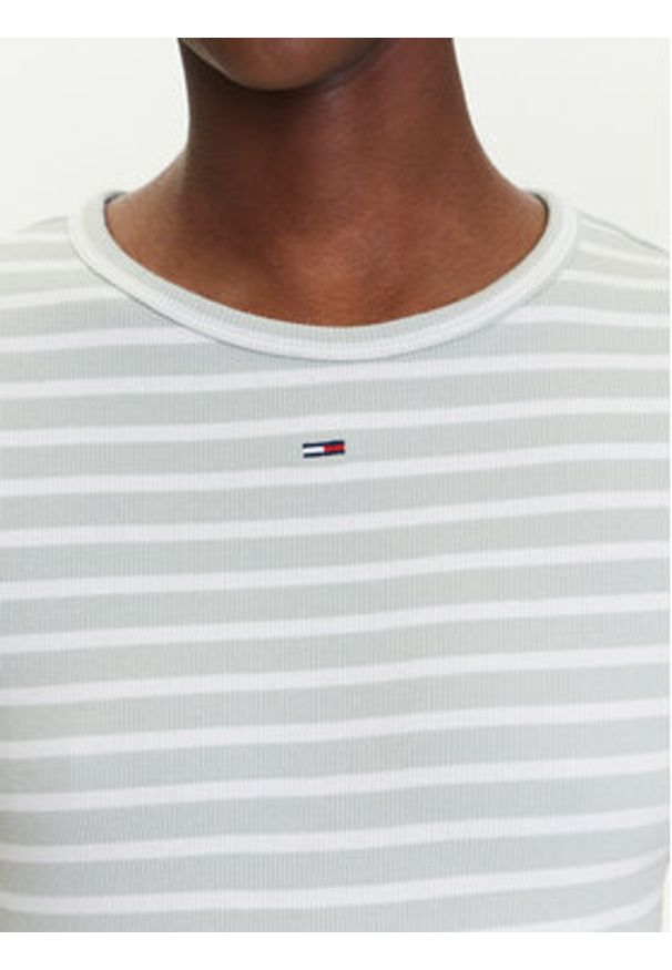 Tommy Jeans T-Shirt Essential DW0DW17383 Zielony Slim Fit. Kolor: zielony. Materiał: bawełna