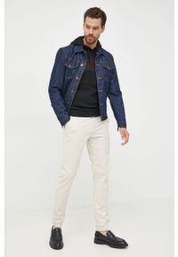 Trussardi Jeans - Trussardi sweter z domieszką wełny męski kolor czarny lekki. Typ kołnierza: kaptur. Kolor: czarny. Materiał: wełna #5