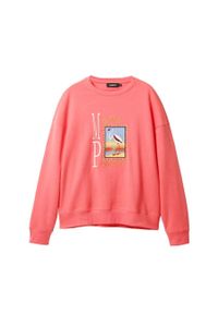 Desigual bluza bawełniana męska kolor pomarańczowy z nadrukiem. Kolor: pomarańczowy. Materiał: bawełna. Długość rękawa: długi rękaw. Długość: długie. Wzór: nadruk. Styl: klasyczny #6