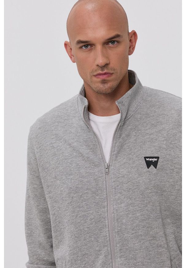 Wrangler Bluza męska kolor szary gładka. Okazja: na co dzień. Kolor: szary. Materiał: bawełna, dzianina. Wzór: gładki. Styl: casual