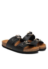 Love Moschino - LOVE MOSCHINO Klapki JA28173G0OIA0000 Czarny. Kolor: czarny. Materiał: skóra #6