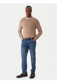 TOMMY HILFIGER - Tommy Hilfiger Sweter Essential MW0MW36347 Beżowy Regular Fit. Kolor: beżowy. Materiał: bawełna #2