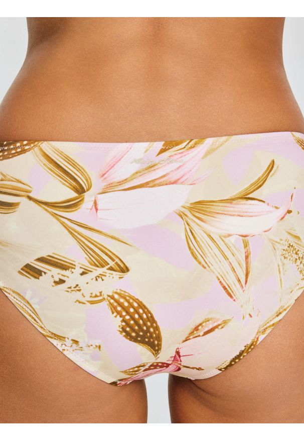 Big-Star - Dół od kostiumu kąpielowego w roślinny wzór perłowy Morrasa 103. Kolor: kremowy. Materiał: skóra. Wzór: nadruk
