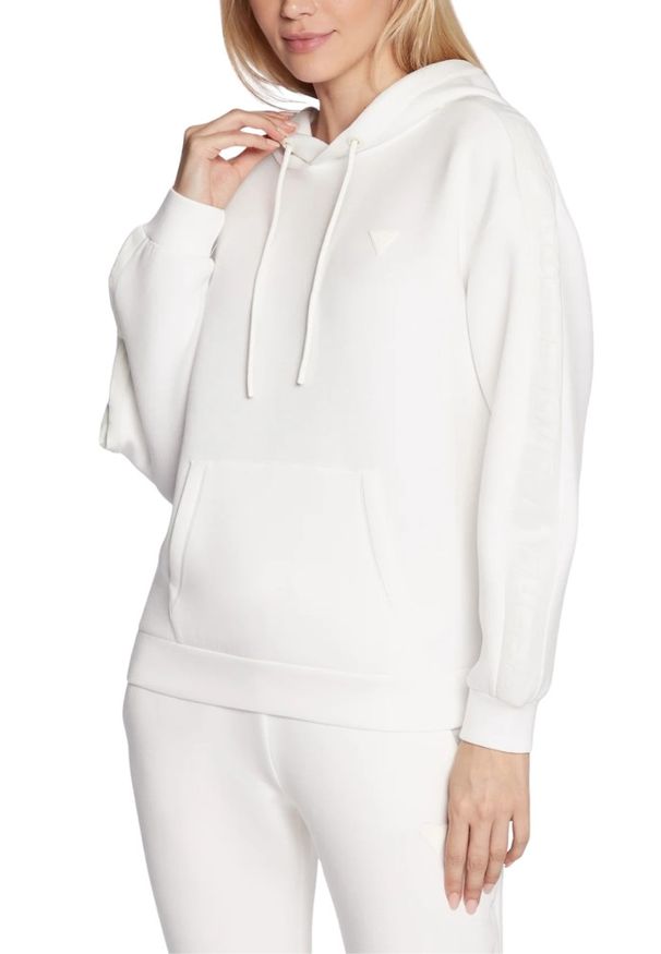 Guess - GUESS Beżowa damska bluza z kapturem Brenda, Rozmiar M. Typ kołnierza: kaptur. Kolor: beżowy