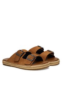 TOMMY HILFIGER - Tommy Hilfiger Espadryle Flex Jutte Hilfiger Suede Sandal FM0FM05503 Brązowy. Kolor: brązowy. Materiał: zamsz, skóra #3