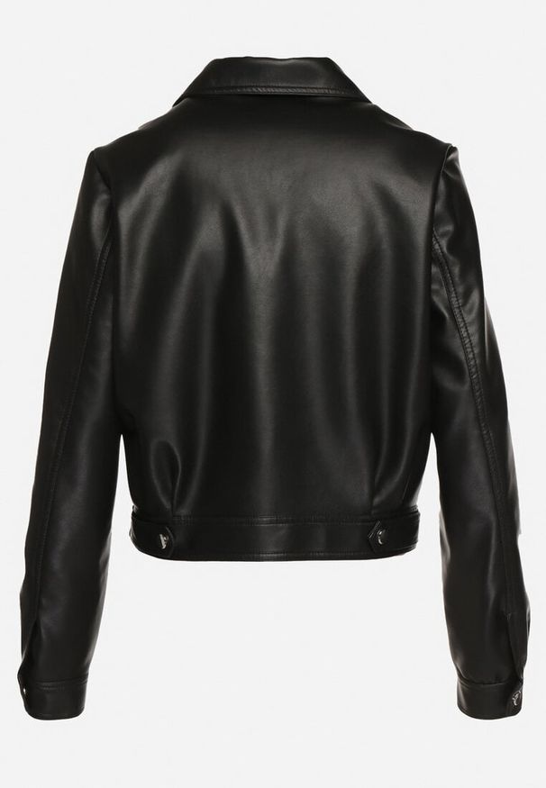 Born2be - Czarna Kurtka Ramoneska ze Zwężanymi Rękawami i Asymetrycznym Suwakiem Arpeggia. Okazja: na co dzień. Kolor: czarny. Materiał: jeans. Styl: casual, klasyczny, elegancki, rockowy