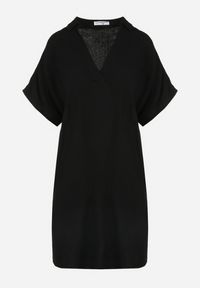 Born2be - Czarna Bawełniana Sukienka Pudełkowa z Kołnierzykiem Aillia. Kolekcja: plus size. Kolor: czarny. Materiał: bawełna. Typ sukienki: dla puszystych. Długość: mini #4