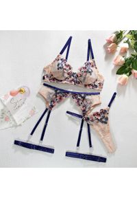 Intica - Komplet bielizny z haftem na romantyczne okazje Geronima. Kolor: wielokolorowy. Materiał: tkanina, skóra. Wzór: haft #1