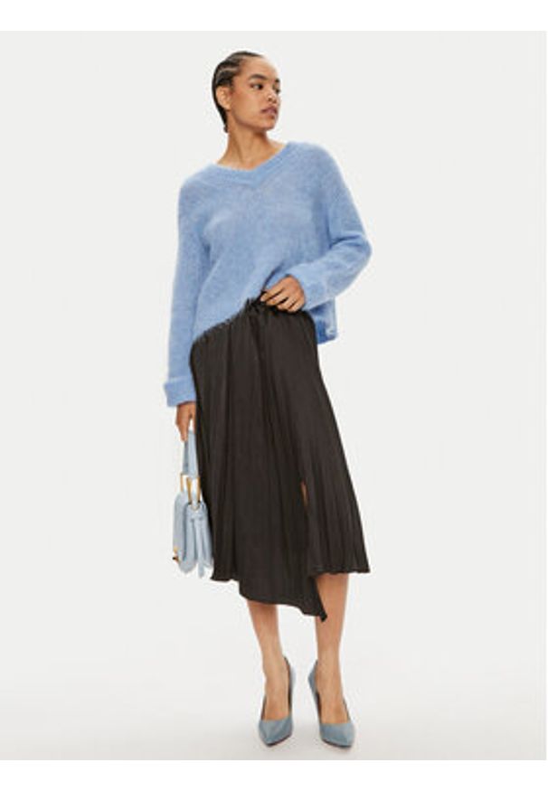 DKNY Spódnica plisowana P4ENTQBW Czarny Regular Fit. Kolor: czarny. Materiał: syntetyk