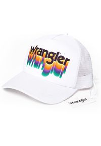 Wrangler - MĘSKA CZAPKA Z DASZKIEM WRANGLER TRUCKER CAP WHITE W0M36U512. Styl: elegancki