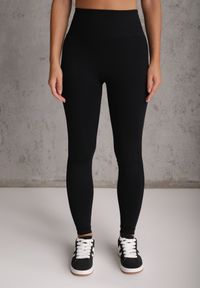 Renee - Czarne Modelujące Legginsy High Waist Deliza. Okazja: na co dzień. Stan: podwyższony. Kolor: czarny. Materiał: dzianina. Styl: casual #7