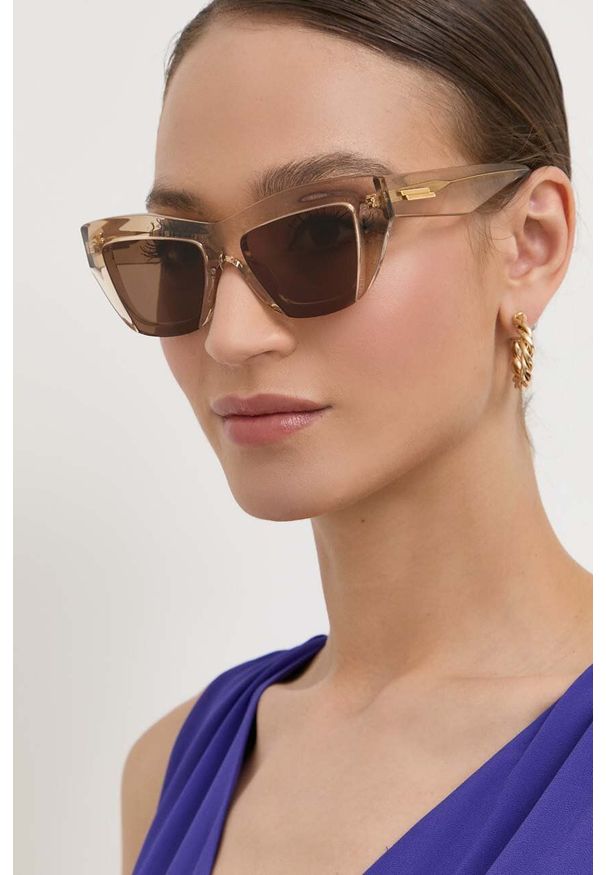 Bottega Veneta okulary przeciwsłoneczne damskie kolor beżowy. Kolor: beżowy