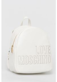 Love Moschino plecak damski kolor biały mały gładki. Kolor: biały. Wzór: gładki