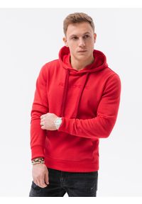 Ombre Clothing - Bluza męska w mocnych kolorach B1351 - czerwona - XXL. Typ kołnierza: kaptur. Kolor: czerwony. Materiał: poliester, bawełna. Wzór: nadruk