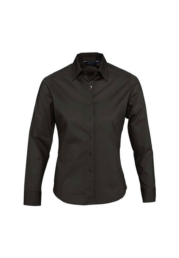 SOL'S - Damska Koszula Biznesowa Z Długim Rękawem Eden Stretch. Okazja: na spotkanie biznesowe. Kolor: czarny. Długość rękawa: długi rękaw. Długość: długie. Styl: biznesowy