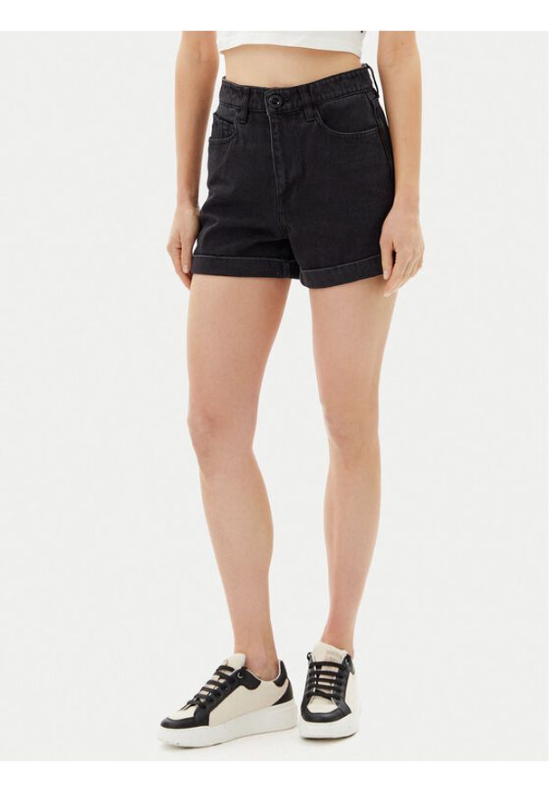 Volcom Szorty jeansowe Weelow B2012300 Czarny Slim Fit. Kolor: czarny. Materiał: bawełna