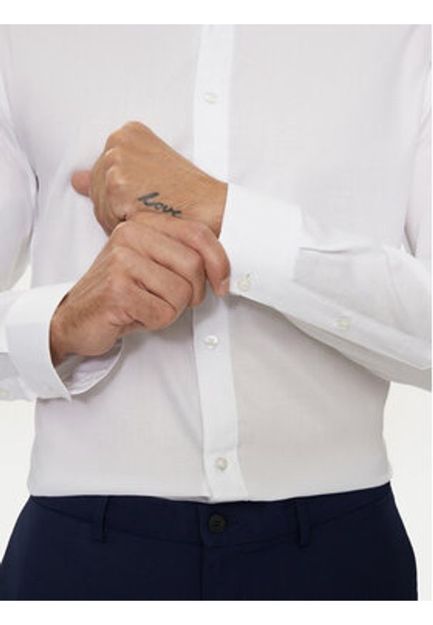 Jack & Jones - Jack&Jones Koszula Joe 12260426 Biały Slim Fit. Kolor: biały. Materiał: bawełna, syntetyk