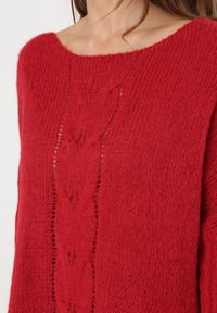 Born2be - Czerwony Sweter Wełniany Oversize Cordrei. Kolor: czerwony. Materiał: wełna. Długość: długie #5