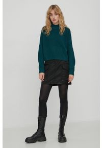 Hollister Co. sweter damski kolor zielony z półgolfem. Kolor: zielony. Materiał: dzianina. Wzór: gładki #2