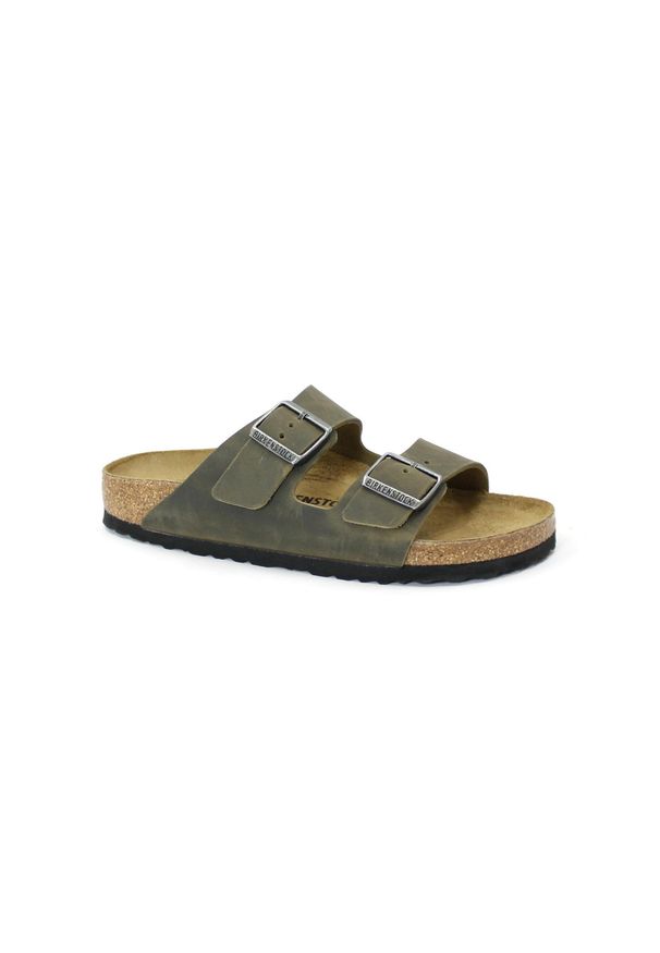Klapki damskie Birkenstock 1027039. Kolor: zielony. Materiał: skóra. Szerokość cholewki: normalna. Sport: turystyka piesza