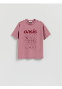 Reserved - T-shirt Oasis - brudny róż. Kolor: różowy. Materiał: bawełna, dzianina