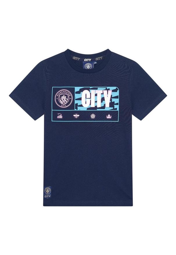 MANCHESTER CITY - Koszulka dziecięca Man City - 10 lat. Kolor: fioletowy, niebieski, wielokolorowy. Sezon: lato. Sport: piłka nożna