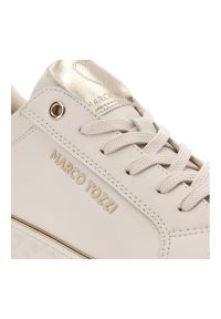Beżowe Sneakersy Marco Tozzi Sportowe Obuwie Damskie. Zapięcie: sznurówki. Kolor: beżowy. Materiał: guma, materiał. Wzór: geometria