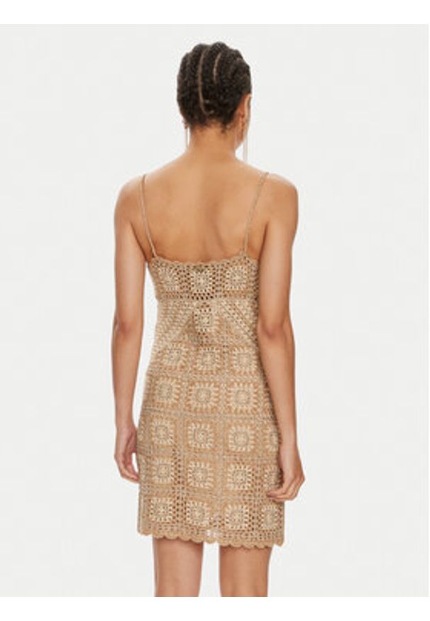 TwinSet - TWINSET Sukienka dzianinowa 241TT3312 Beżowy Slim Fit. Kolor: beżowy. Materiał: wiskoza