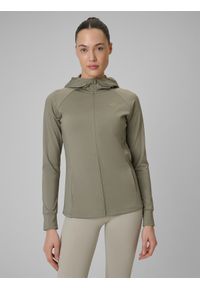 4f - 4F Bluza treningowa regular szybkoschnąca damska - oliwkowa S. Kolor: zielony. Długość rękawa: raglanowy rękaw #1
