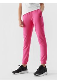 4F JUNIOR - Spodnie sportowe joggery dziewczęce. Kolor: różowy. Materiał: dzianina