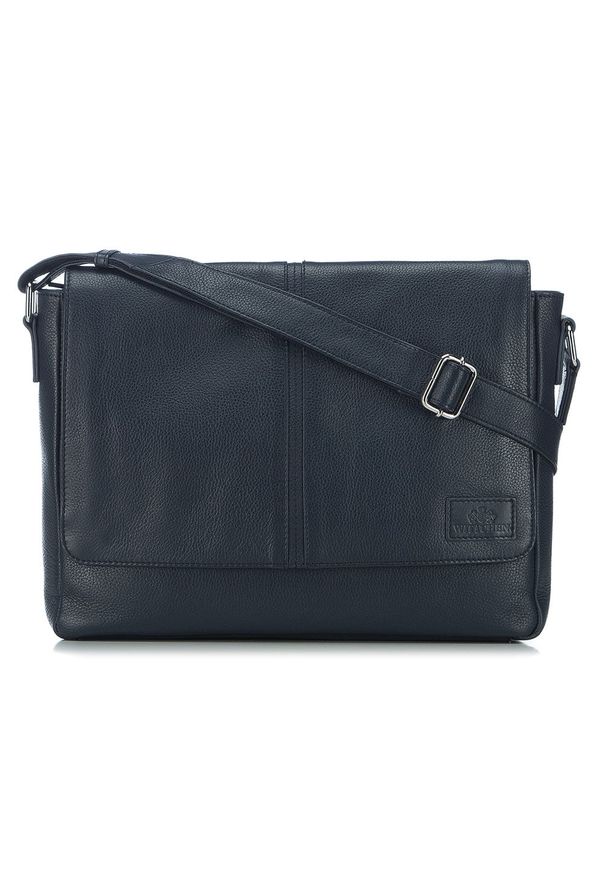 Wittchen - Męska listonoszka skórzana z klapą. Kolor: niebieski. Materiał: skóra. Wzór: gładki. Styl: elegancki, casual