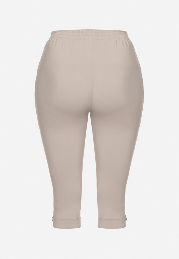 Born2be - Jasnobeżowe Spodnie z Wiskozą i Ozdobnymi Guzikami Lireza. Okazja: na co dzień. Kolor: beżowy. Materiał: wiskoza. Styl: casual, klasyczny