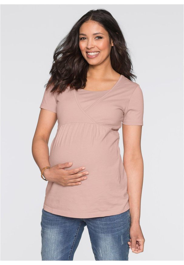 bonprix - T-shirt ciążowy i do karmienia, 2 w 1 (2 szt.). Kolekcja: moda ciążowa. Kolor: różowy. Materiał: jersey