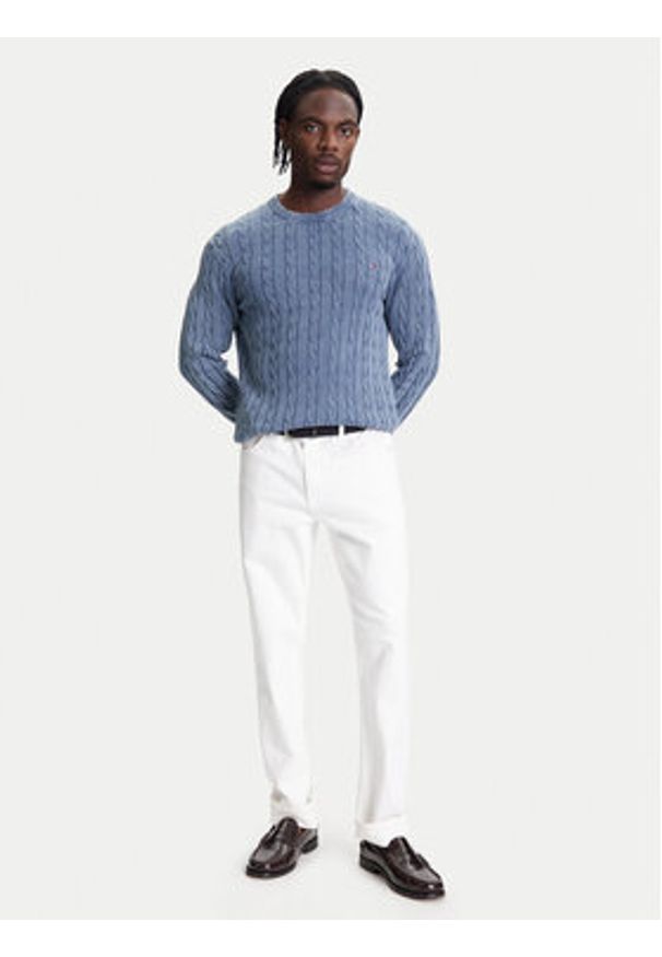 TOMMY HILFIGER - Tommy Hilfiger Sweter Classic MW0MW39524 Błękitny Regular Fit. Kolor: niebieski. Materiał: bawełna