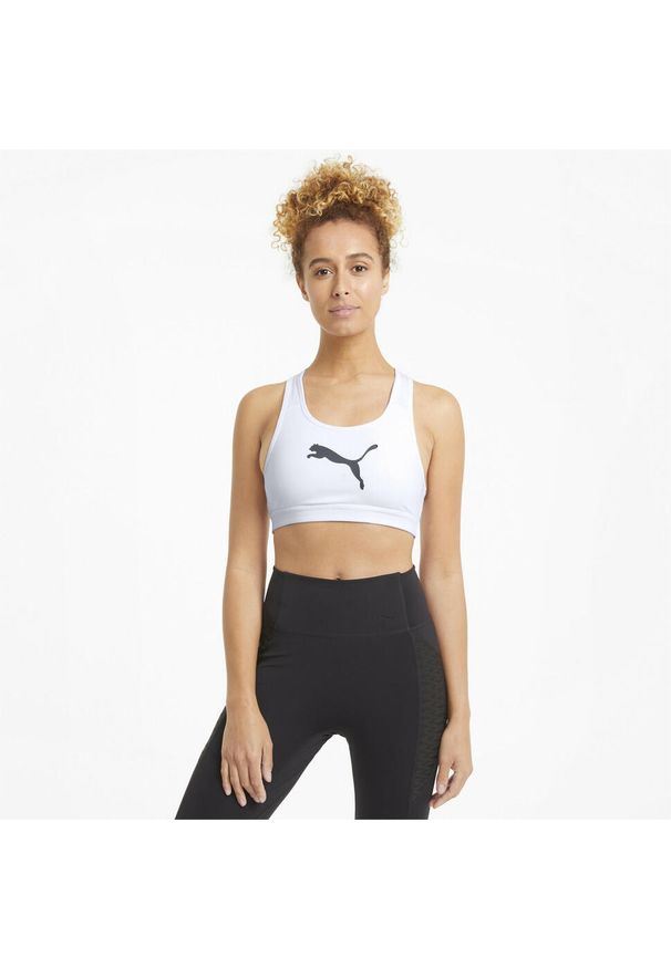 Stanik sportowy damski Puma Mid Impact 4Keeps Bra. Kolor: biały, wielokolorowy, czarny