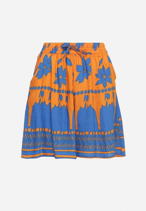 Born2be - Pomarańczowe Wiskozowe Szorty w Abstrakcyjny Wzór Evintta. Okazja: na co dzień. Kolor: pomarańczowy. Materiał: wiskoza. Sezon: lato. Styl: casual