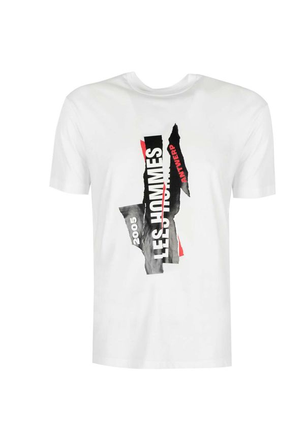 Les Hommes T-shirt "Logo" | LJT224-710P | Logo | Mężczyzna | Biały. Okazja: na co dzień. Kolor: biały. Materiał: bawełna. Wzór: nadruk. Styl: casual