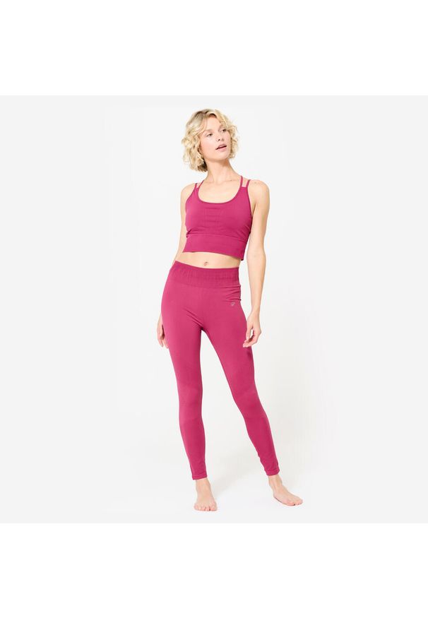 Decathlon - Stanik sportowy Kimjaly. Kolor: wielokolorowy, różowy, fioletowy. Materiał: materiał. Sport: golf, turystyka piesza, joga i pilates, fitness