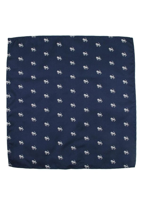 Elegancka Poszetka Męska Alties - znak zodiaku: LEW. Kolor: niebieski. Materiał: mikrofibra