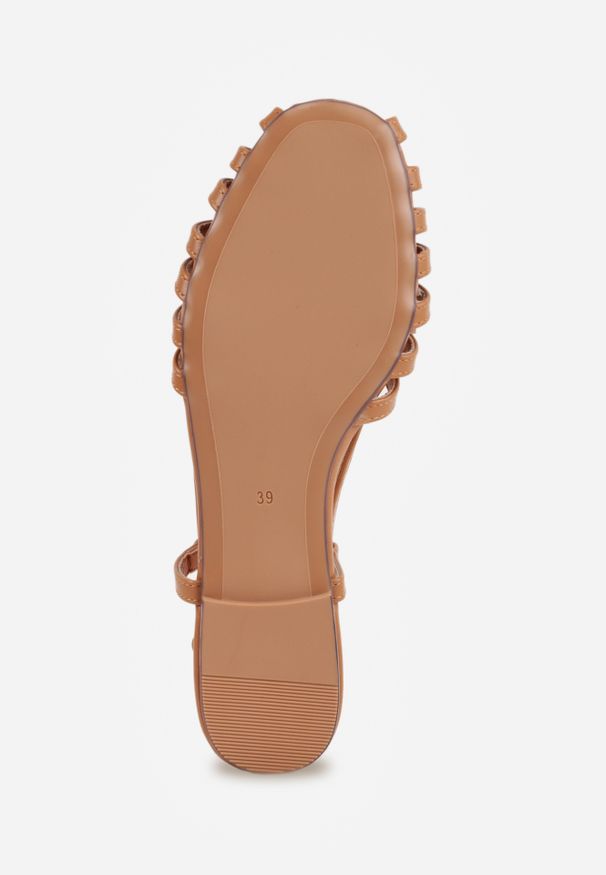 Renee - Brązowe Sandały Peep Toe VICES na Płaskiej Podeszwie z Cienkimi Paseczkami Nadalila. Nosek buta: otwarty. Zapięcie: sprzączka. Kolor: brązowy. Materiał: skóra. Sezon: lato. Obcas: na płaskiej podeszwie. Wysokość obcasa: niski
