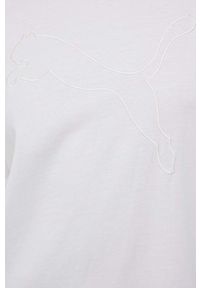 Puma t-shirt 84709002 damski kolor biały. Kolor: biały. Materiał: dzianina. Wzór: aplikacja #3