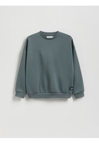 Reserved - Bluza oversize z nadrukiem - zielony. Kolor: zielony. Materiał: dzianina. Wzór: nadruk