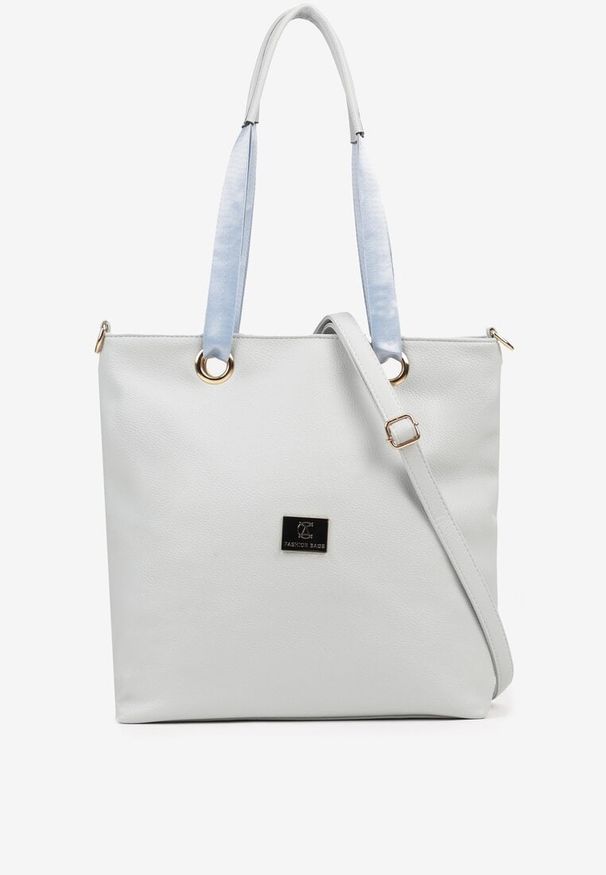 Born2be - Niebieska Torebka Shopperka z Metalicznymi Wstawkami Lanastiela. Kolor: niebieski. Styl: biznesowy, elegancki, casual