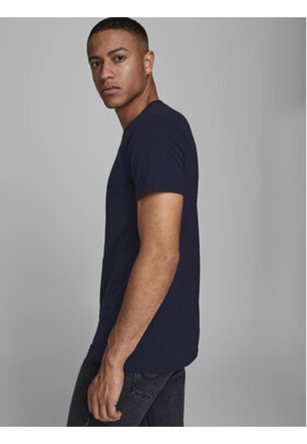 Jack & Jones - Jack&Jones T-Shirt Basic 12058529 Granatowy Stretch Fit. Kolor: niebieski. Materiał: bawełna
