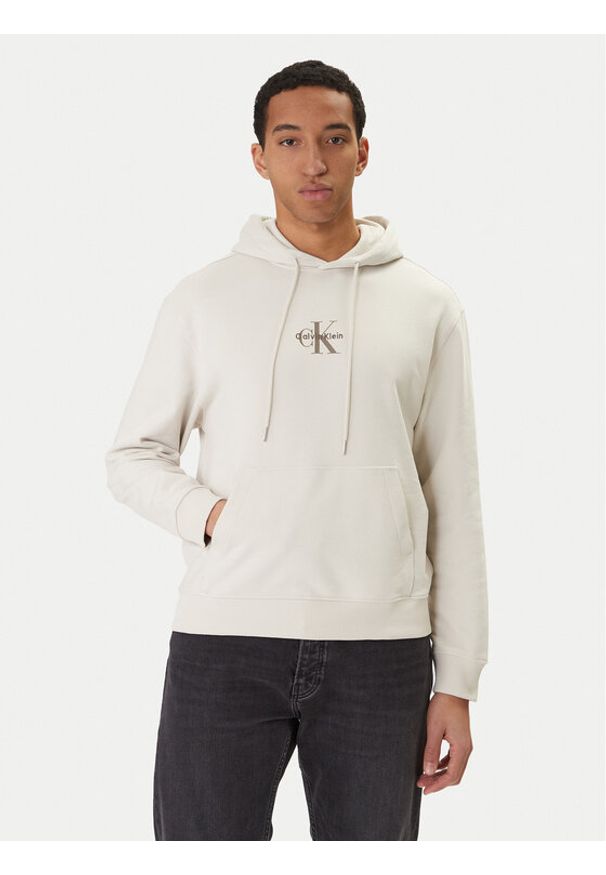 Calvin Klein Jeans Bluza LV04RD243G Beżowy Regular Fit. Kolor: beżowy. Materiał: bawełna