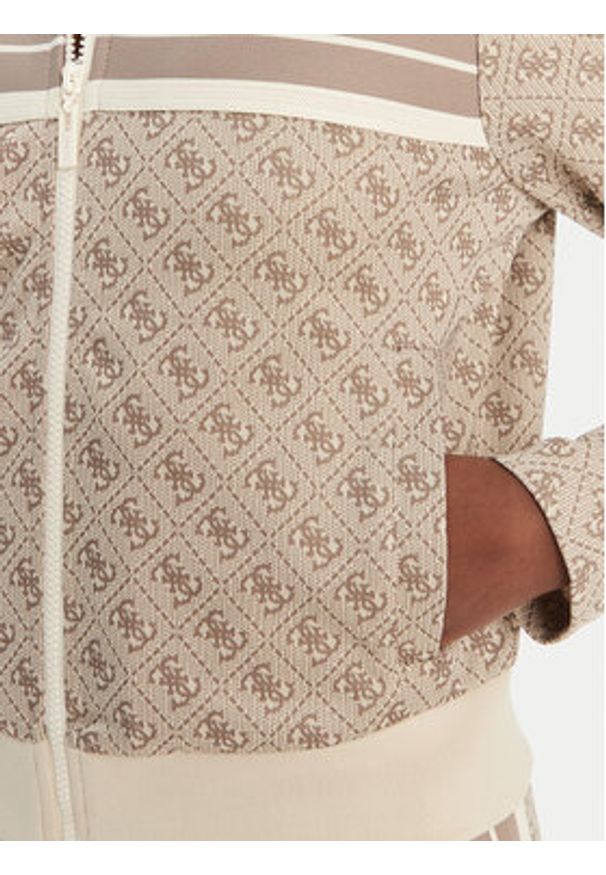 Guess Bluza V6GQ06 K2957 Beżowy Regular Fit. Kolor: beżowy. Materiał: syntetyk