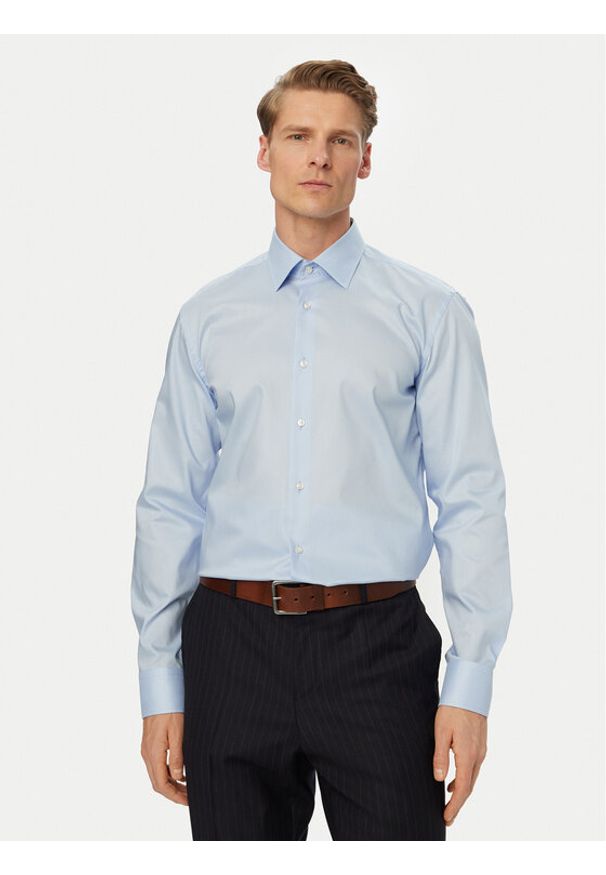 BOSS Koszula H-Hank 50560704 Niebieski jasny Slim Fit. Kolor: niebieski. Materiał: bawełna