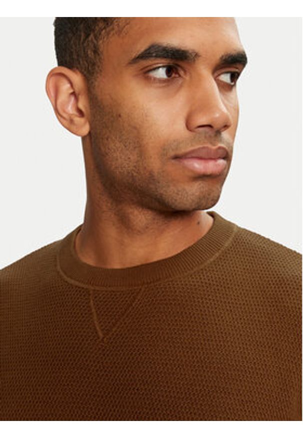 Jack & Jones Sweter 12264668 Brązowy Regular Fit. Kolor: brązowy. Materiał: bawełna