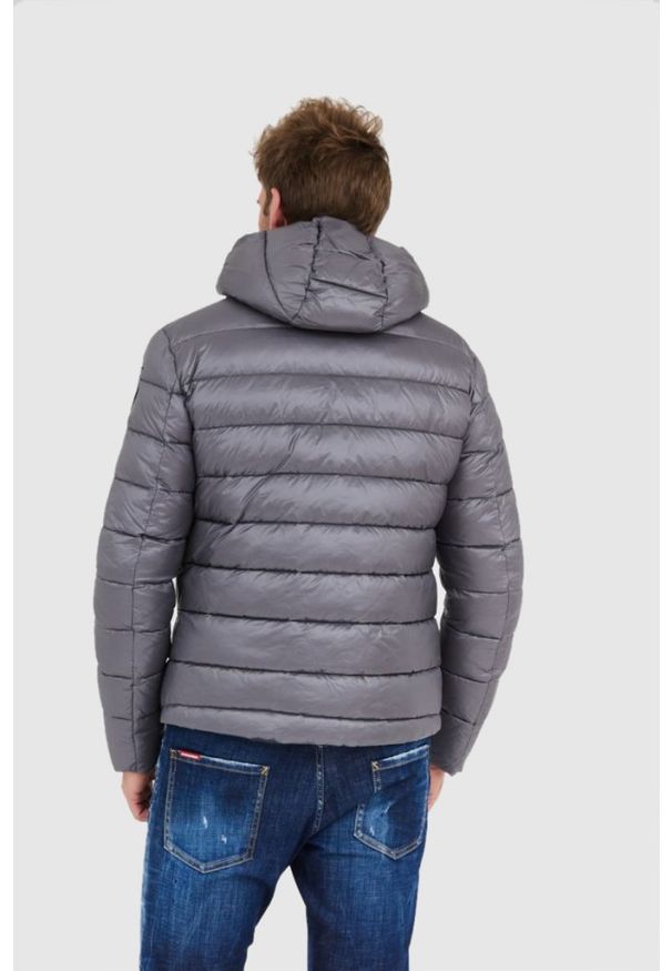 Blauer USA - BLAUER Szara puchowa kurtka męska Virgil z kapturem, Rozmiar XXL. Typ kołnierza: kaptur. Kolor: szary. Materiał: puch
